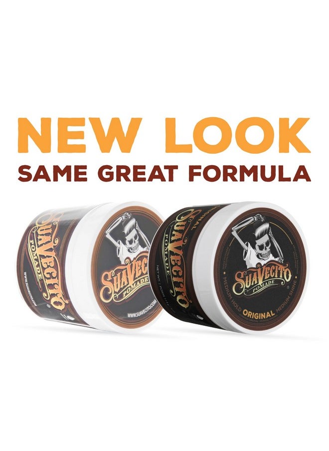 Suavecito Pomade Original Hold 4 oz, 3 Pack - Medium Hold Hair Pomade For Men - Medium Shine Water Based Wax Like Flake Free Hair Gel - Easy To Wash Out - All Day Hold For All Hairstyles
