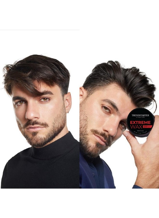 TRENDSTARTER Hair Wax - Extreme, 4oz - Matte Finish - Premium Water Based Flake-Free Hair Styling Pomade for All Hair Types - All-Day Strong Hold