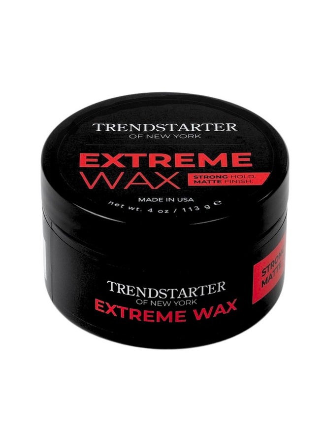 TRENDSTARTER Hair Wax - Extreme, 4oz - Matte Finish - Premium Water Based Flake-Free Hair Styling Pomade for All Hair Types - All-Day Strong Hold