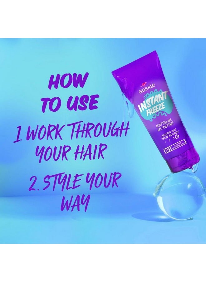 Aussie Instant Freeze Sculpting Hair Gel, Maximum Hold, No Flaking, Long-Lasting, with Jojoba Oil, Sea Kelp, Australian Aloe, Frizz Control, Citrus Floral Scent, 7 Fl Oz Triple Pack
