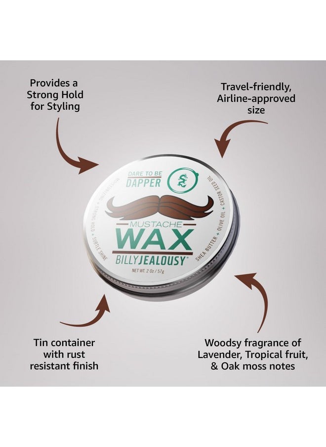 Billy Jealousy Bulletproof Strong Hold Mustache Wax, Conditioning Travel-Friendly Styling Product with Woodsy Lavender, Tropical Fruit, and Oak Moss Scent, 2 Oz