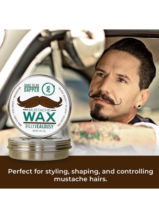Billy Jealousy Bulletproof Strong Hold Mustache Wax, Conditioning Travel-Friendly Styling Product with Woodsy Lavender, Tropical Fruit, and Oak Moss Scent, 2 Oz