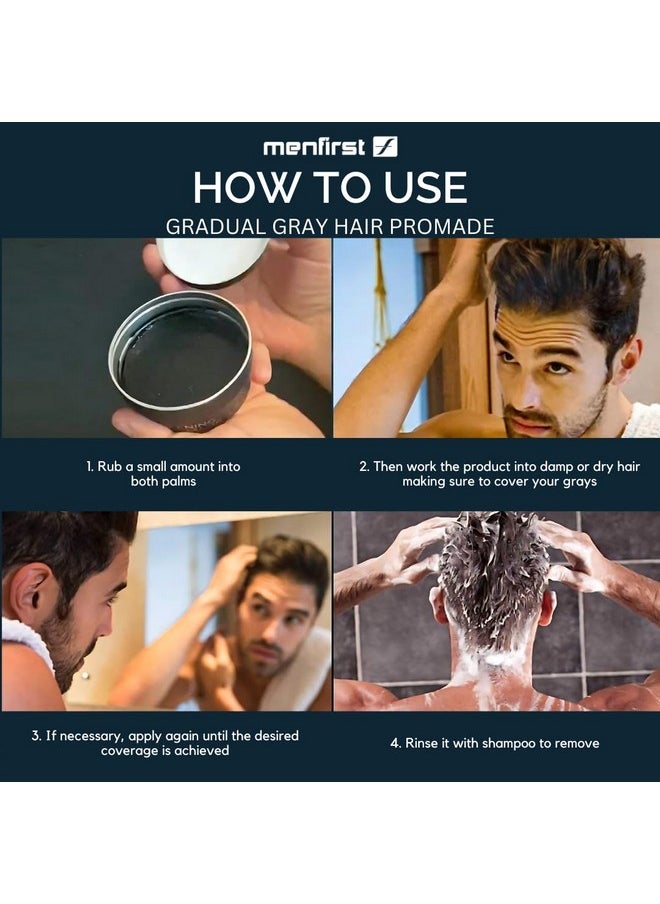 MENFIRST - Men's Hair and Beard Pomade - Instant Gray Coverage Styling Paste that Instantly Darkens White Hair - Light Brown to Blonde - 1 Pack