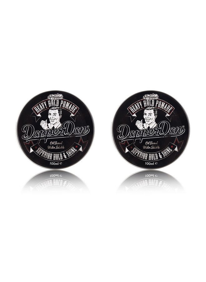 Dapper Dan Heavy Hold Pomade for Men, Strong Hold and High Shine Mens Hair Styling Product, Oil Based, Water Soluble, Liquorice and Vanilla Scent, 2 x 100 ml