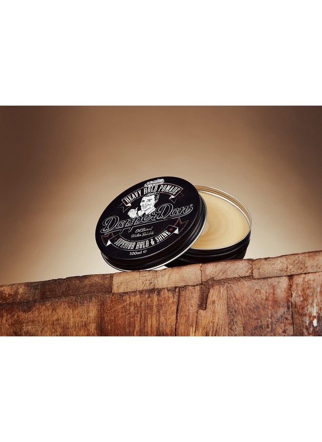 Dapper Dan Heavy Hold Pomade for Men, Strong Hold and High Shine Mens Hair Styling Product, Oil Based, Water Soluble, Liquorice and Vanilla Scent, 2 x 100 ml