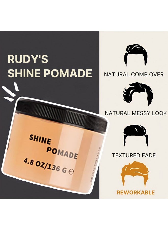 Rudy's Shine Pomade - Frizz Control with Medium Hold, Non-Greasy - for Curly or Textured Hair (2.2 oz)