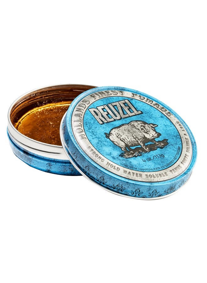 REUZEL Blue Pomade, Strong Hold, Water Soluble, Vanilla Wood, 4 Oz
