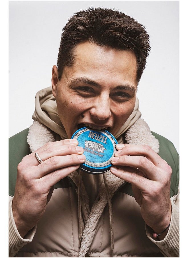 REUZEL Blue Pomade, Strong Hold, Water Soluble, Vanilla Wood, 4 Oz