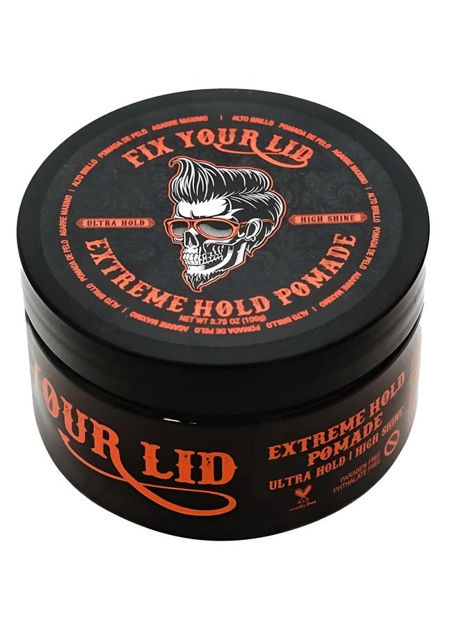 Fix Your Lid Extreme Hold Pomade for Men - Water Based Pomade with High Shine and Strong Hold - Match all Mens Hair Types & Styles - Easy To Wash Out - 3.75 oz