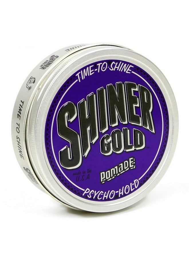 Shiner Gold Psycho Hold Pomade | Extreme Hold | High Shine | Water-based | Coconut Scent, 4oz