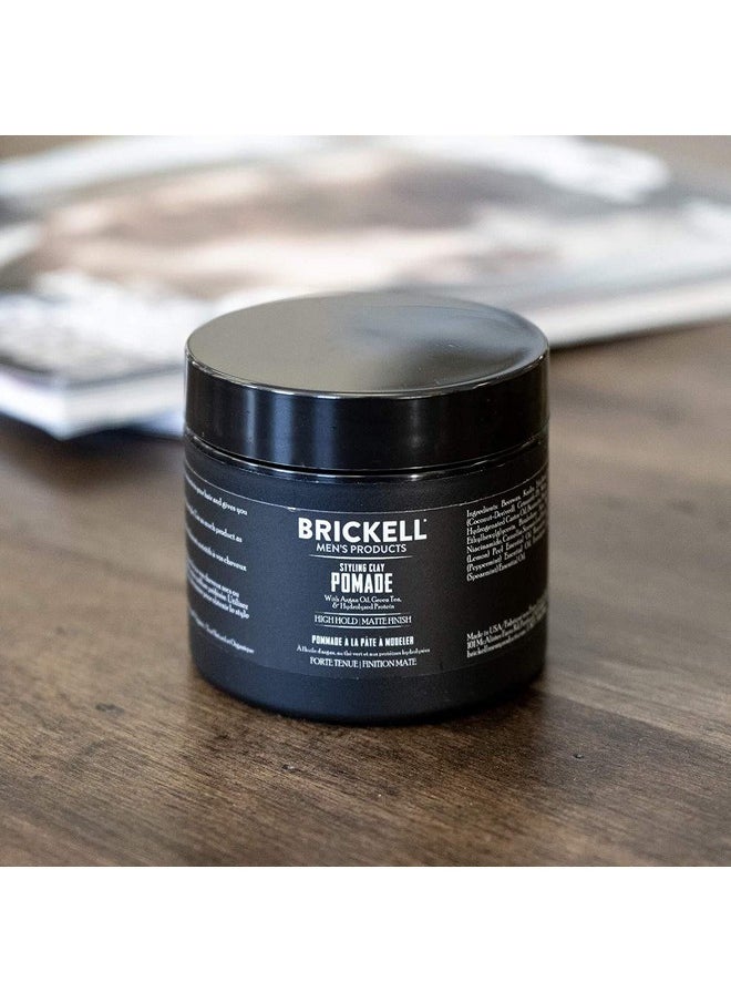 Brickell Men's Products Hair Styling Clay Pomade For Men, Natural & Organic with Strong Hold & Matte Finish, Product for Modern Hairstyles, 2 Ounces, Scented