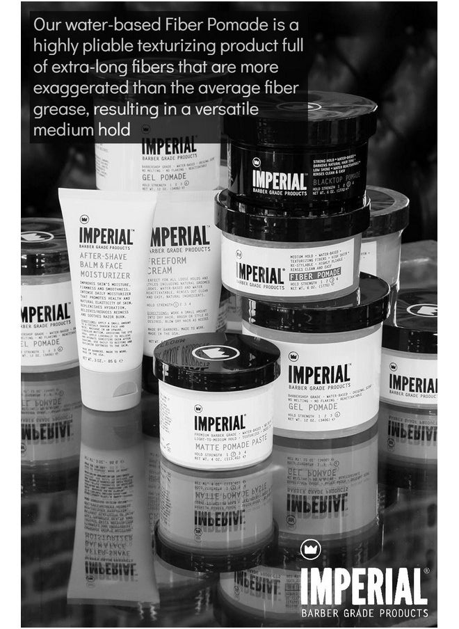 Imperial Barber Fiber Pomade - Medium Hold Water-Based High Sheen Formula with Texturizing Fibers 6 oz for Men's Hair Styling
