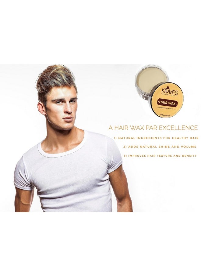 KRAVES Hair wax 100% Natural Hair Wax for men with High Hold and Natural Shine (hair wax 100 Grams)