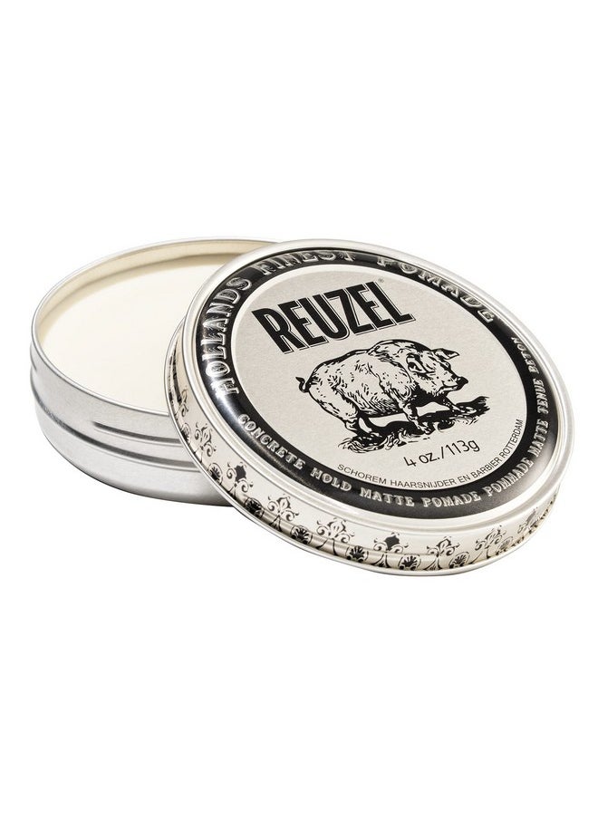 REUZEL Concrete Hold Matte Pomade, Makes Hair Polished, 4 oz