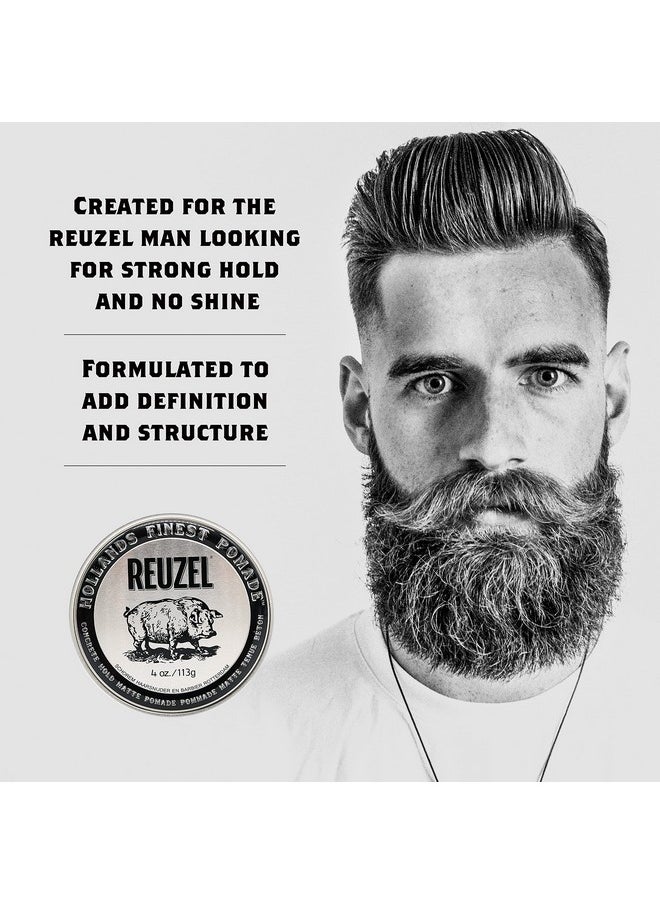 REUZEL Concrete Hold Matte Pomade, Makes Hair Polished, 4 oz