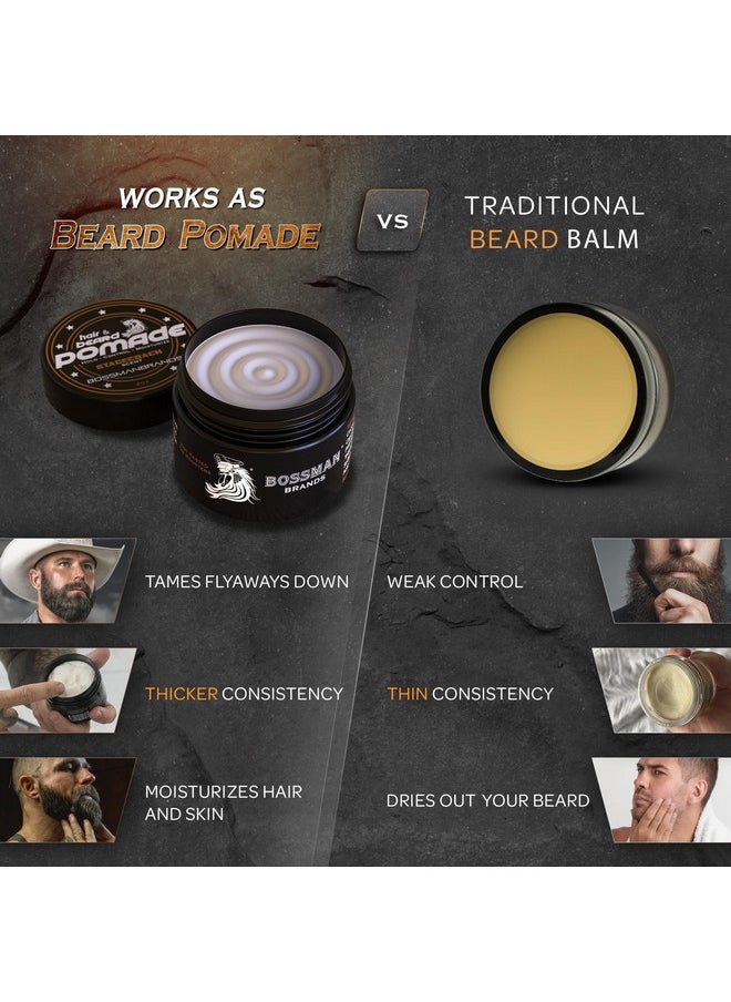 Bossman Hair & Beard Pomade - All Day Hold, Control and Moisturizing Hair, Beard and Moustache Styling Product - Natural Strong Hold Pomade - Made in USA (Stagecoach Scent)