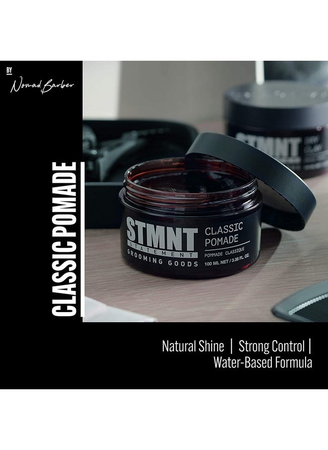 STMNT Grooming Goods Classic Pomade, 3.38 oz | Natural Shine | Strong Control | Easy to Wash Out