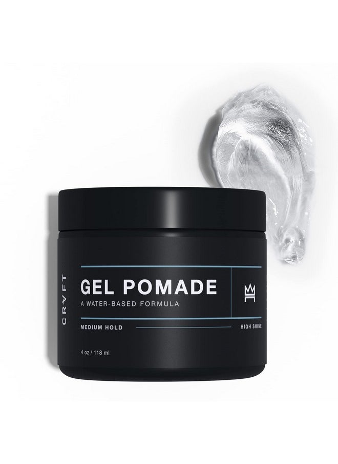 CRVFT Gel Pomade 4oz | High Shine/Medium Hold | Water Based/Water Soluble | Ideal For Short/Medium Thin/Thick Hair | For A Clean Cut Look | Men’s Styling Product [Clear], Stylist Approved [Scented]