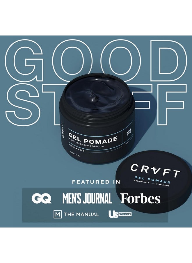 CRVFT Gel Pomade 4oz | High Shine/Medium Hold | Water Based/Water Soluble | Ideal For Short/Medium Thin/Thick Hair | For A Clean Cut Look | Men’s Styling Product [Clear], Stylist Approved [Scented]