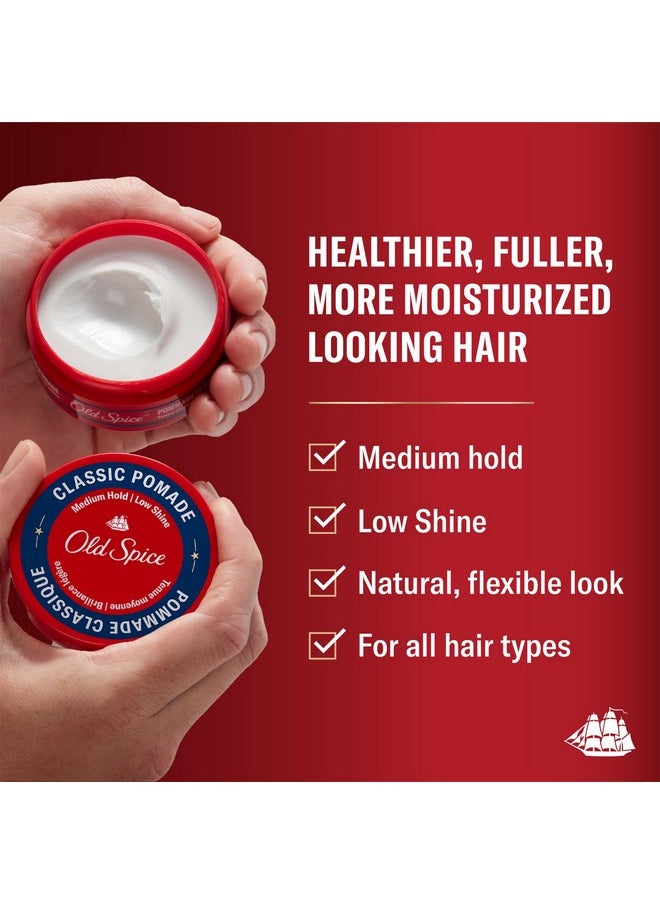 Old Spice Classic Pomade for Men Twin Pack, Medium Hold, Low Shine Hair Wax, For All Hair Types, 2.22 Oz Each (Set of 2)