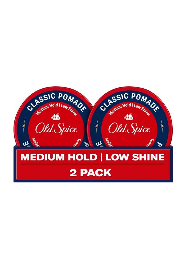 Old Spice Classic Pomade for Men Twin Pack, Medium Hold, Low Shine Hair Wax, For All Hair Types, 2.22 Oz Each (Set of 2)