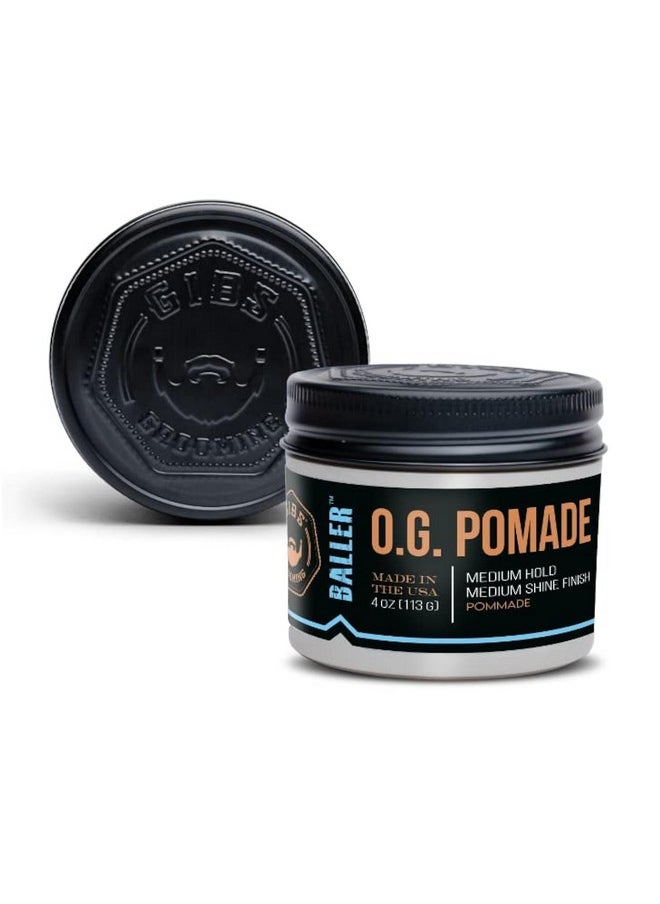 GIBS Pomade O.G. BALLER-Medium Hold, Medium Shine Finish, a Classic Look, made in USA 4oz