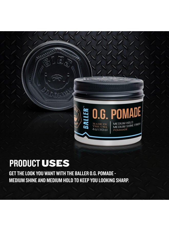 GIBS Pomade O.G. BALLER-Medium Hold, Medium Shine Finish, a Classic Look, made in USA 4oz