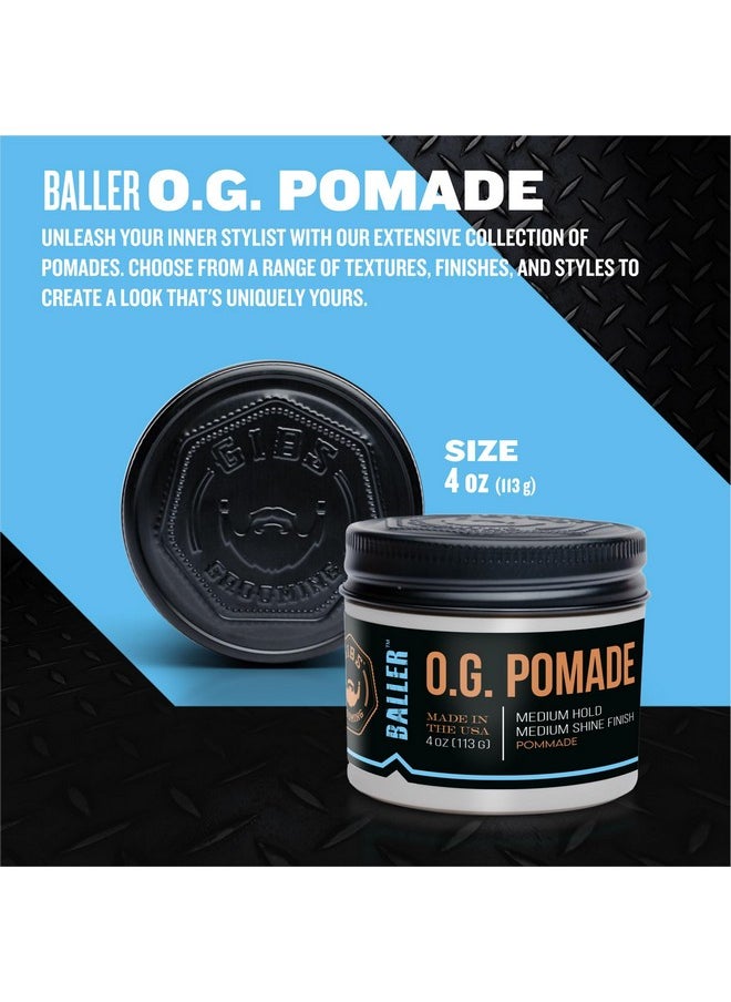 GIBS Pomade O.G. BALLER-Medium Hold, Medium Shine Finish, a Classic Look, made in USA 4oz