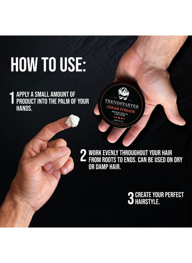 TRENDSTARTER - CREAM POMADE (4oz) - Medium Hold - Low Shine - Water-Based All-Day Hold Premium Hair Styling Putty Products
