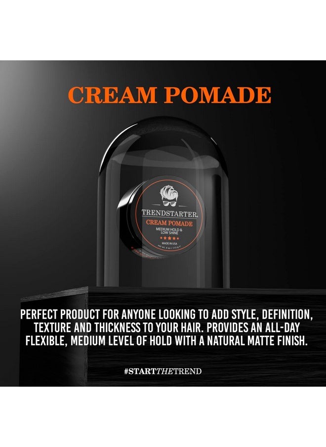TRENDSTARTER - CREAM POMADE (4oz) - Medium Hold - Low Shine - Water-Based All-Day Hold Premium Hair Styling Putty Products