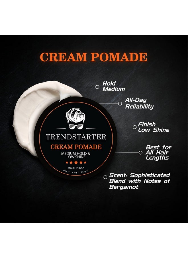 TRENDSTARTER - CREAM POMADE (4oz) - Medium Hold - Low Shine - Water-Based All-Day Hold Premium Hair Styling Putty Products