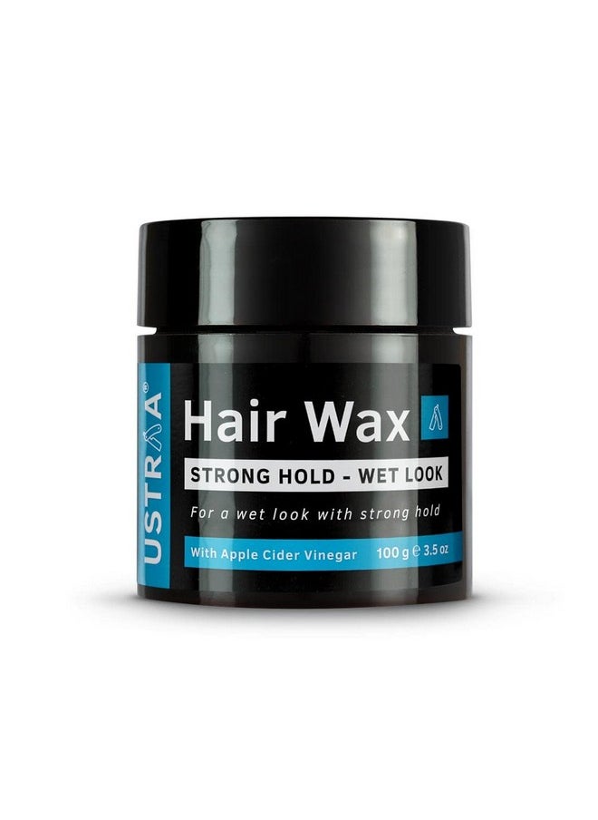 Ustraa Strong Hold Hair Wax For Men- Wet Look - 100g - Non-greasy wax, Easy-to-Wash, Strong Hold, Glossy & Shiny Finish, Wet Italian-look without harmful chemicals