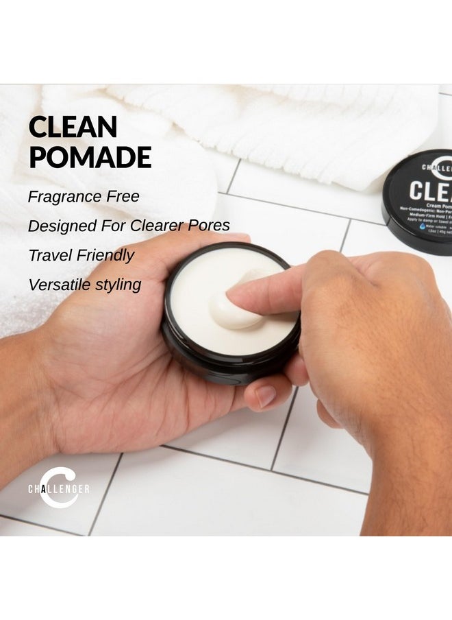 Challenger Fragrance Free Cream Pomade | Non-Comedogenic Styling Product | Unscented Hair Gel | Medium Firm Hold & Clean Ingredients | 1.5oz