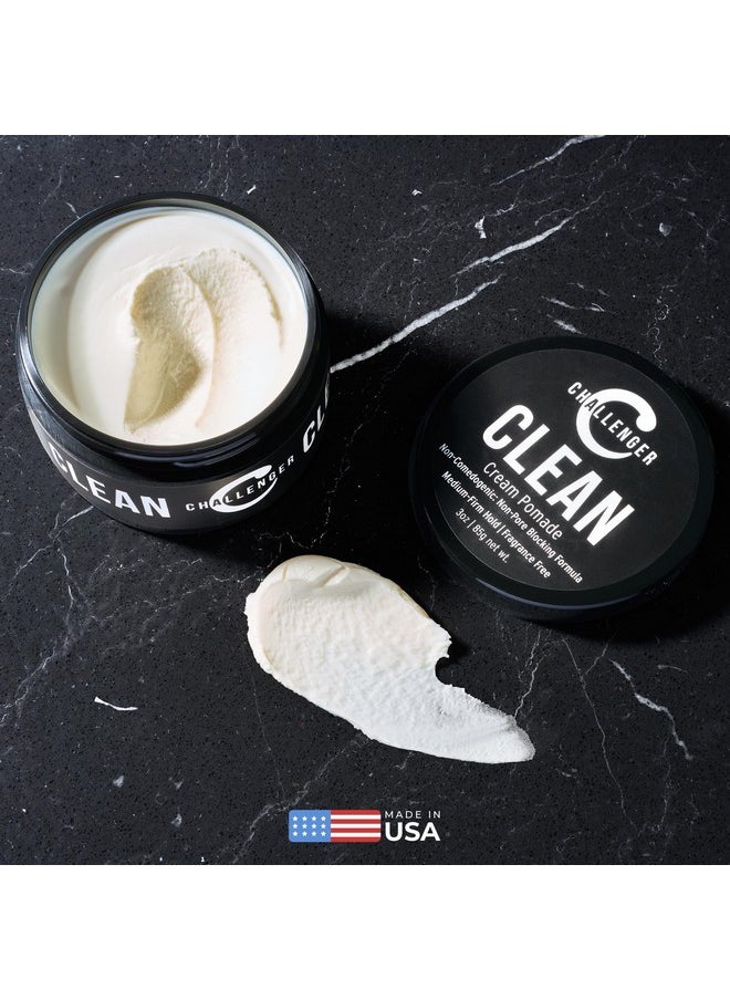 Challenger Fragrance Free Cream Pomade | Non-Comedogenic Styling Product | Unscented Hair Gel | Medium Firm Hold & Clean Ingredients | 1.5oz
