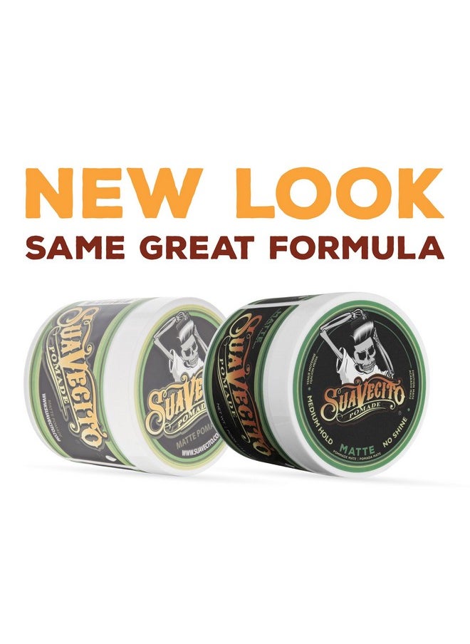 Suavecito Pomade Matte (No Shine) Formula 4 oz, 1 Pack - Medium Hold Hair Pomade For Men - Matte Hair Paste For Natural Texture Hairstyles