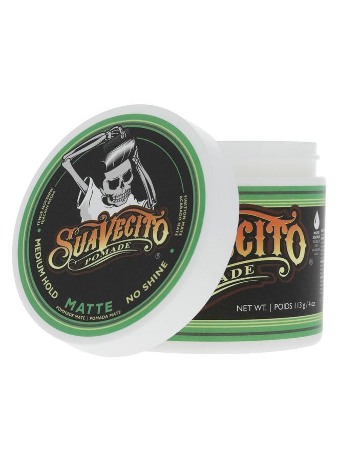 Suavecito Pomade Matte (No Shine) Formula 4 oz, 1 Pack - Medium Hold Hair Pomade For Men - Matte Hair Paste For Natural Texture Hairstyles