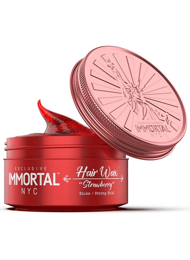 Immortal NYC Strawberry Hair Wax - 8 out of 9 Holding Ability, Max Shine - All Natural Water-Based Hair Wax for Men - No Residue, All Hair Types