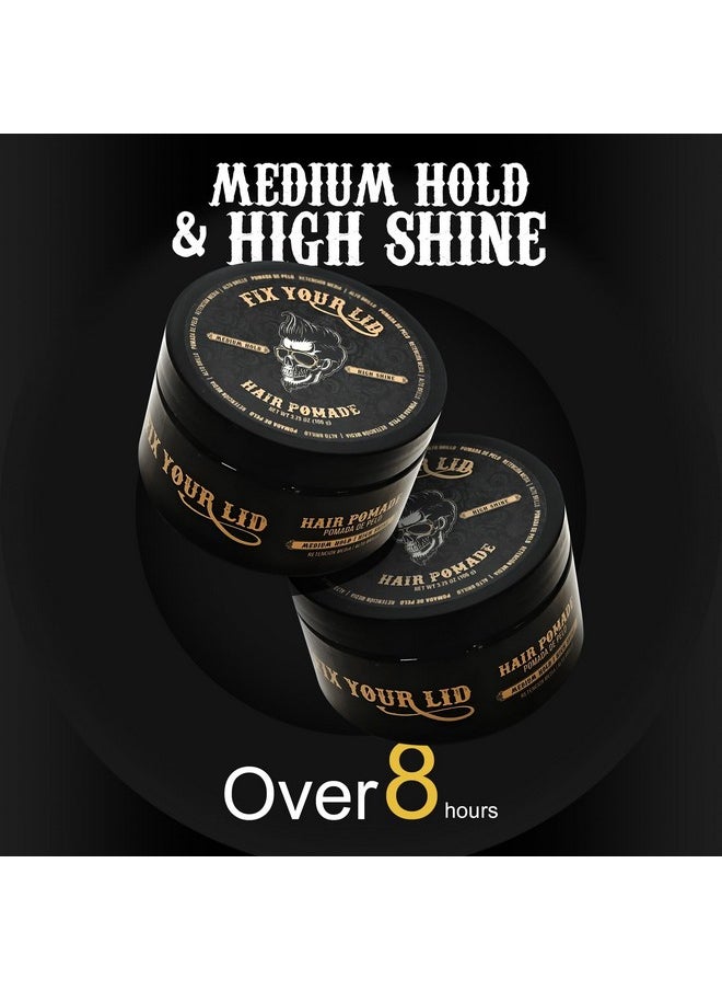 Fix Your Lid Hair Pomade for Men - Water Based Pomade with Medium Hold and High Shine - Match all Mens Hair Types & Styles - Easy To Wash Out - 3.75 Oz