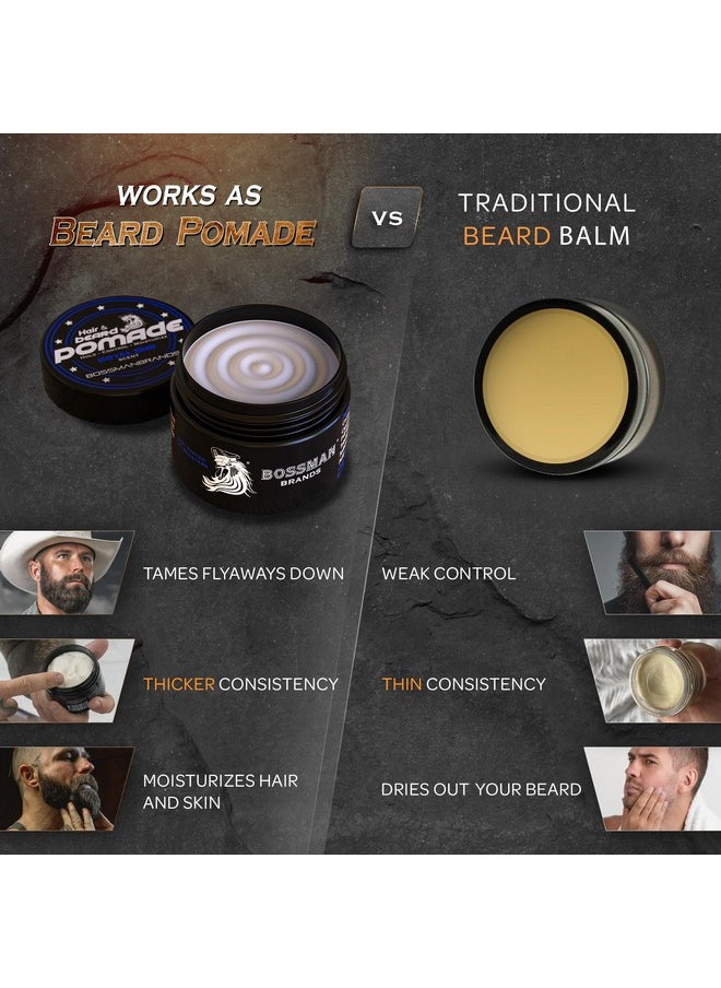 Bossman Hair & Beard Pomade - All Day Hold, Control and Moisturizing Hair, Beard and Moustache Styling Product - Natural Strong Hold Pomade - Made in USA (Royal Oud Scent)
