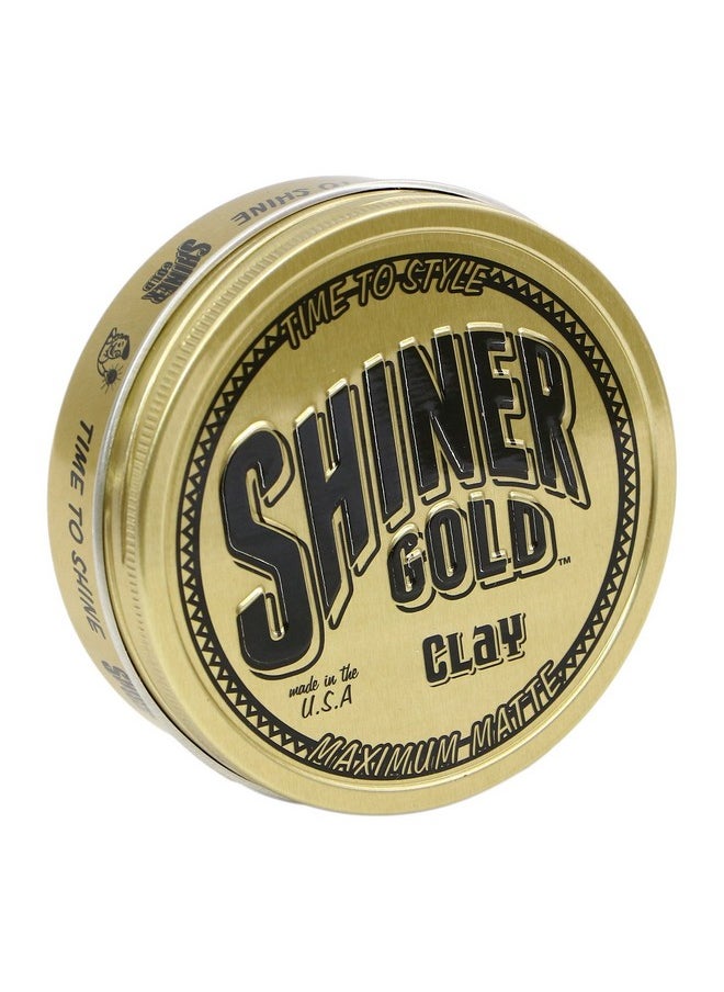 Shiner Gold Clay Pomade | Strong Hold | Matte Finish | Water-based | Coconut Scent, 3.5oz