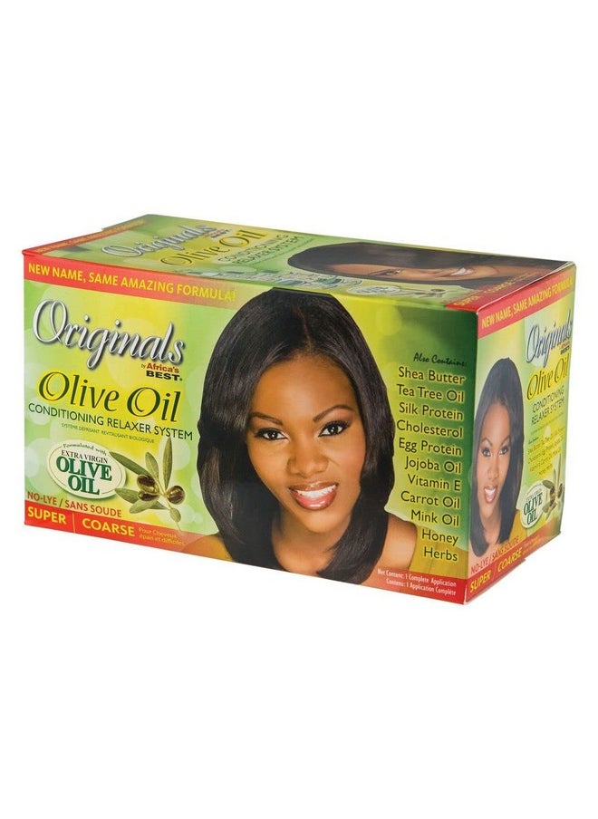 Originals by Africa's Best Olive Oil Hair Relaxer Kit, No lye Super / Coarse System, Conditions and Moisturizes For Healthier Looking, Softer, Silkier, Straighter Hair