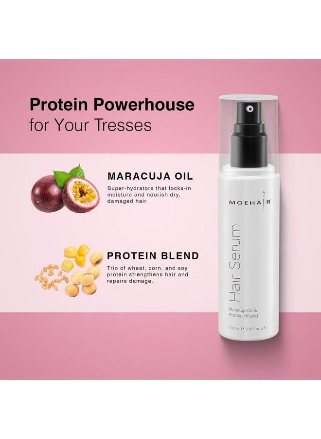MOEHAIR Anti Frizz Hair Serum | Infused with Maracuja Oil and Protein | Hair Serum for Frizzy Hair | Paraben and Sulfate-Free Hair Smoothing Serum | For Strong and Silky Hair (3.38 Fl. Oz)