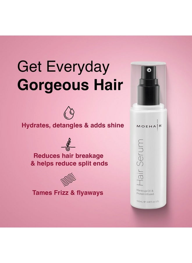MOEHAIR Anti Frizz Hair Serum | Infused with Maracuja Oil and Protein | Hair Serum for Frizzy Hair | Paraben and Sulfate-Free Hair Smoothing Serum | For Strong and Silky Hair (3.38 Fl. Oz)