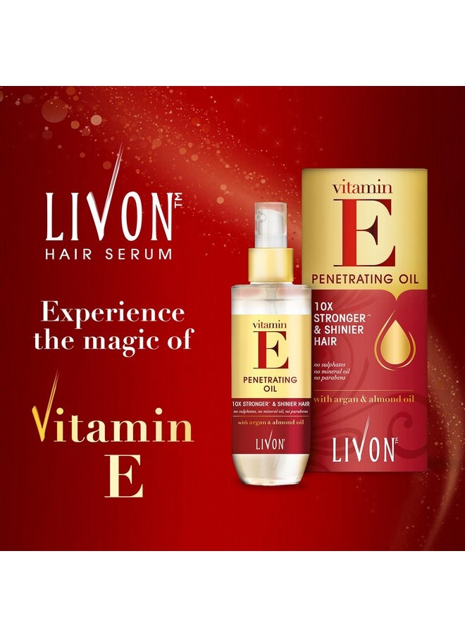 Livon Hair Serum for Men & Women | Frizz free & shinier hair | Sulphate & Paraben free| All Hair Types | Lightweight & Non Greasy | Vitamin E Serum Oil | Enriched with Argan & Almond Oil | 3.3 Fl.oz