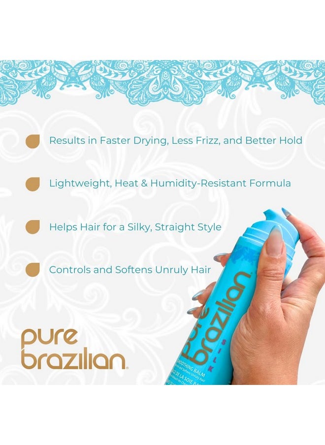 Pure Brazilian - Silk Smoothing Balm With Keratin, Hydrolyzed Silk & Coconut Oil, Anti-Frizz, Nourishing and Strengthening Formula for Silky Smooth Hair, Salon-Quality Treatment, (6.78 Oz)