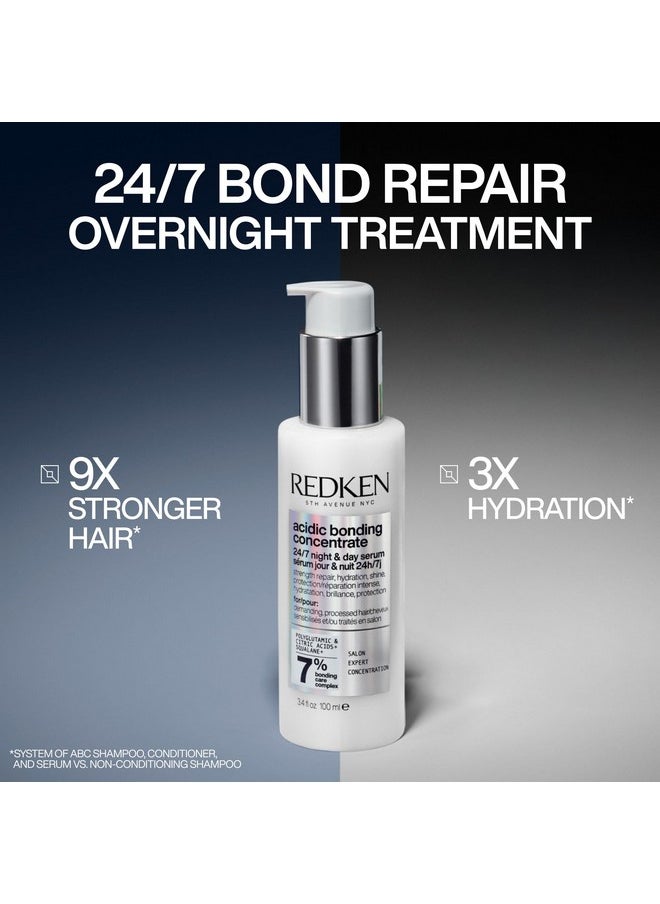 Redken Acidic Bonding Concentrate 24/7 Night & Day Serum | Nourishes & Restores Damaged Hair | Overnight Repair & Protection | With Citric Acid & Polyglutamic Acid | For Damaged Hair