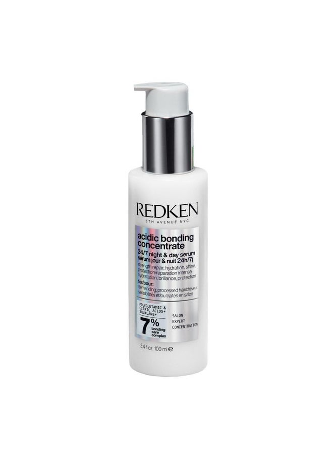 Redken Acidic Bonding Concentrate 24/7 Night & Day Serum | Nourishes & Restores Damaged Hair | Overnight Repair & Protection | With Citric Acid & Polyglutamic Acid | For Damaged Hair