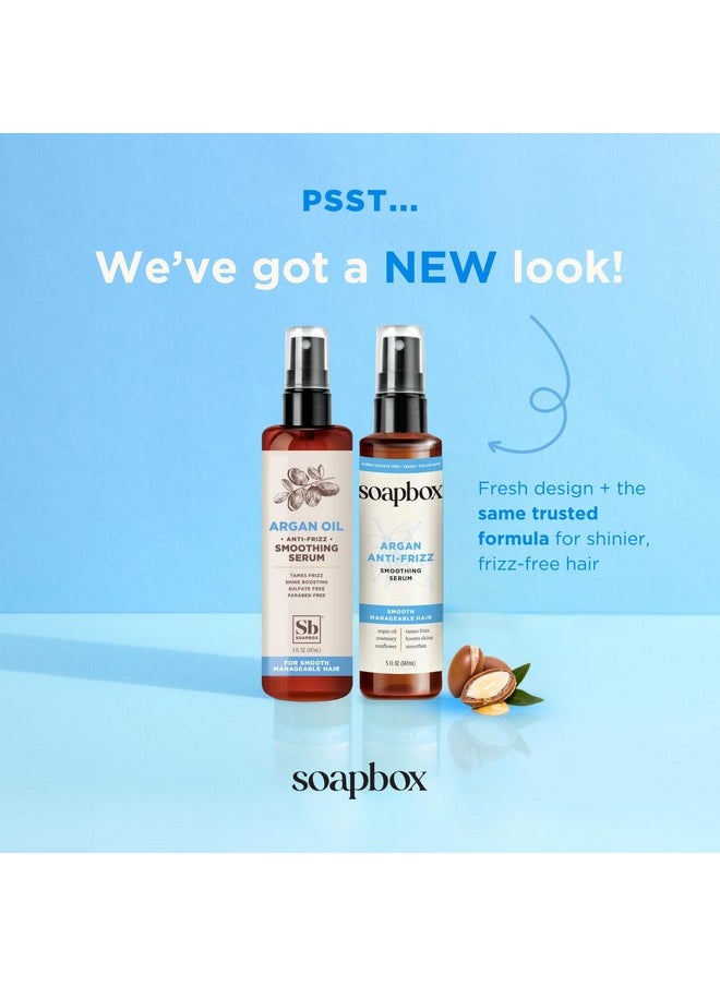 Soapbox Argan Oil Smoothing Serum, Anti-Frizz Serum For All Hair Types with Shea Butter & Vitamin E Repairs Damage & Controls Flyaways - Vegan, Cruelty and Gluten Free (5 Fl oz)