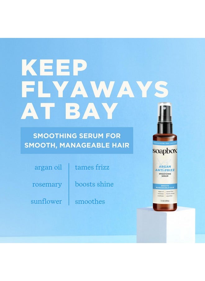 Soapbox Argan Oil Smoothing Serum, Anti-Frizz Serum For All Hair Types with Shea Butter & Vitamin E Repairs Damage & Controls Flyaways - Vegan, Cruelty and Gluten Free (5 Fl oz)