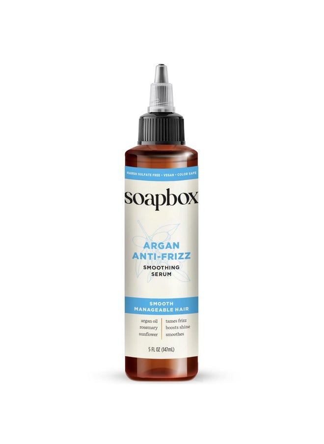 Soapbox Argan Oil Smoothing Serum, Anti-Frizz Serum For All Hair Types with Shea Butter & Vitamin E Repairs Damage & Controls Flyaways - Vegan, Cruelty and Gluten Free (5 Fl oz)